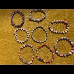 EUC 8 Beaded Bracelets Monkey - Skull - Owl - Monkey - Spider - Elephant - Frog